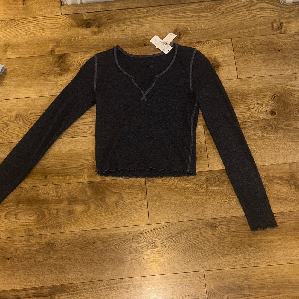 American Eagle Outfitters Dark Gray Long Sleeve Top